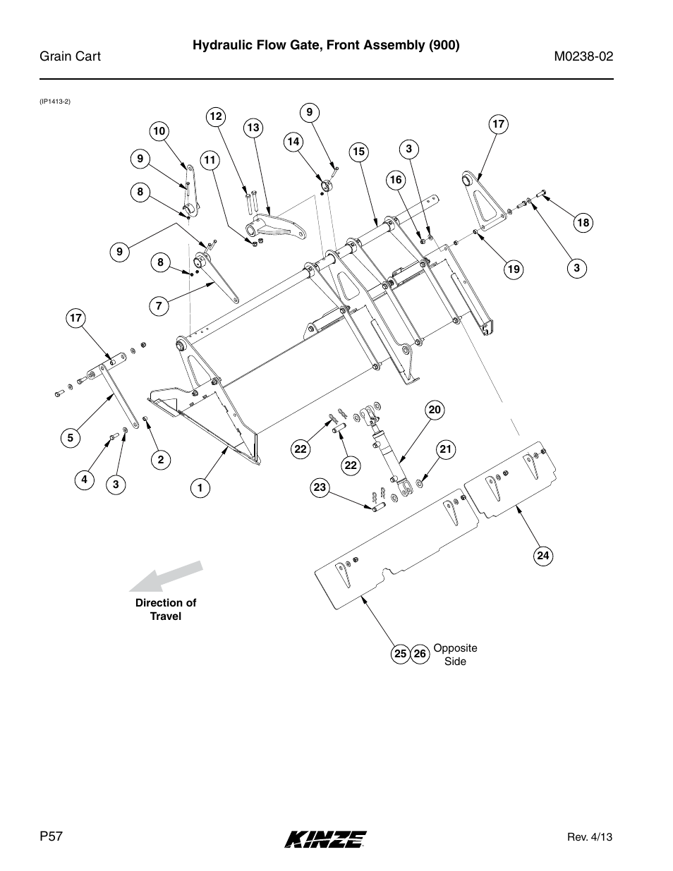Hydraulic flow gate, front assembly (900) | Kinze Grain Carts Rev. 4/14 User Manual | Page 60 / 176