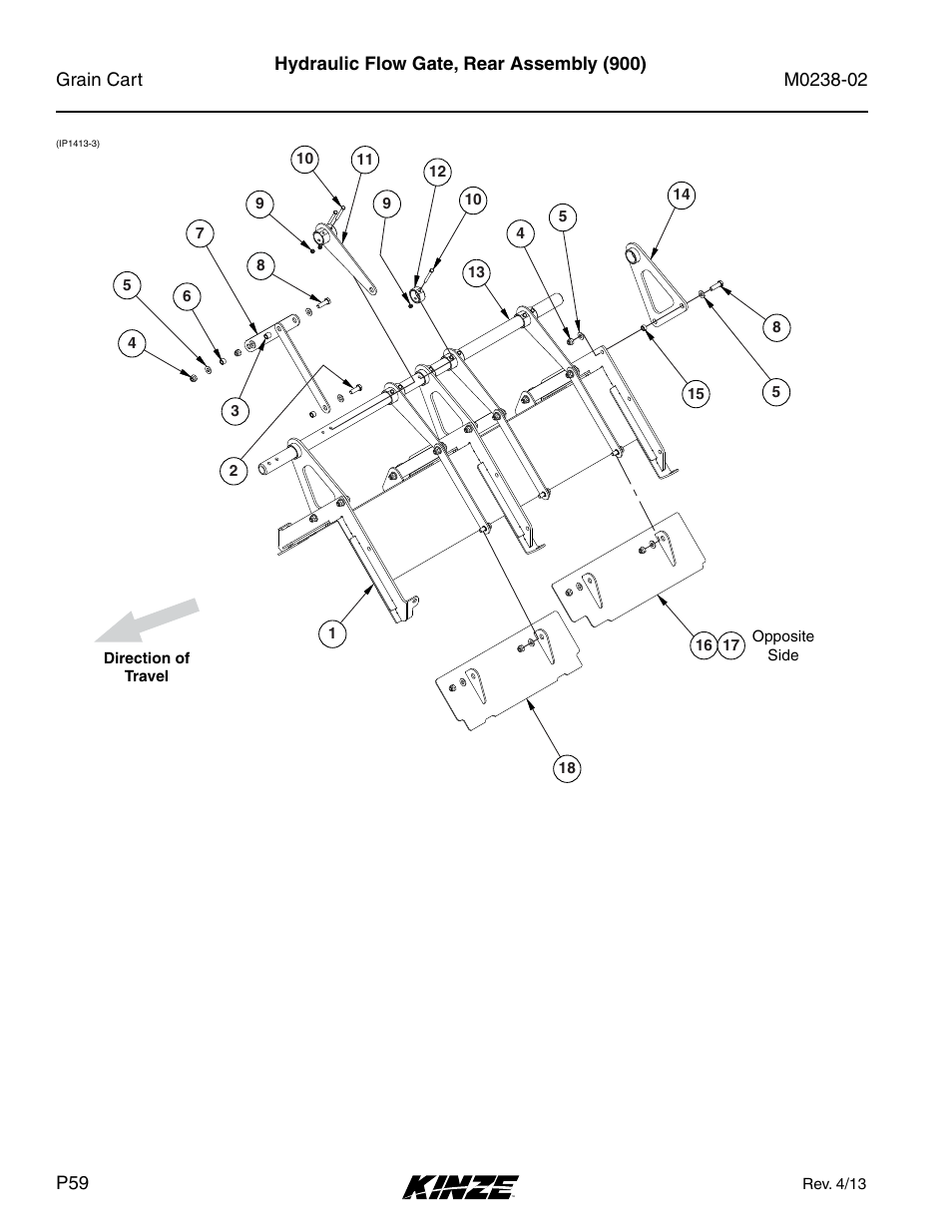 Hydraulic flow gate, rear assembly (900) | Kinze Grain Carts Rev. 4/14 User Manual | Page 62 / 176