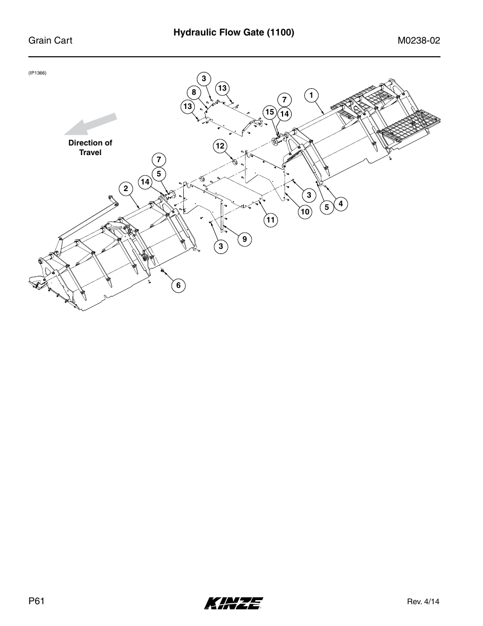 Hydraulic flow gate (1100) | Kinze Grain Carts Rev. 4/14 User Manual | Page 64 / 176