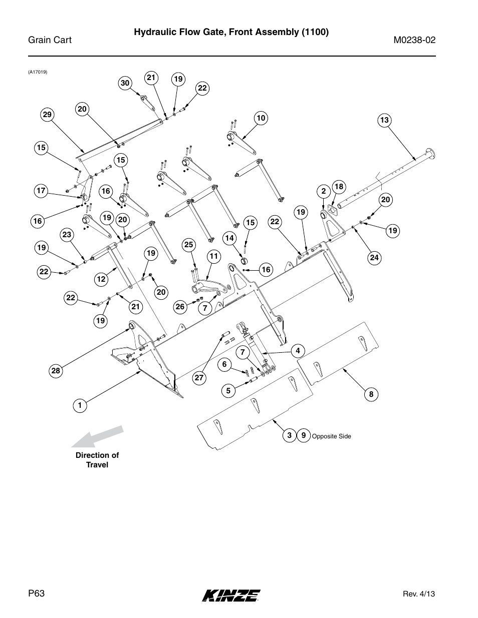 Hydraulic flow gate, front assembly (1100) | Kinze Grain Carts Rev. 4/14 User Manual | Page 66 / 176