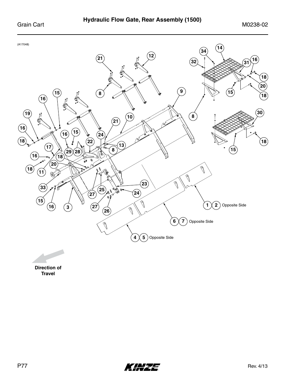 Hydraulic flow gate, rear assembly (1500) | Kinze Grain Carts Rev. 4/14 User Manual | Page 80 / 176
