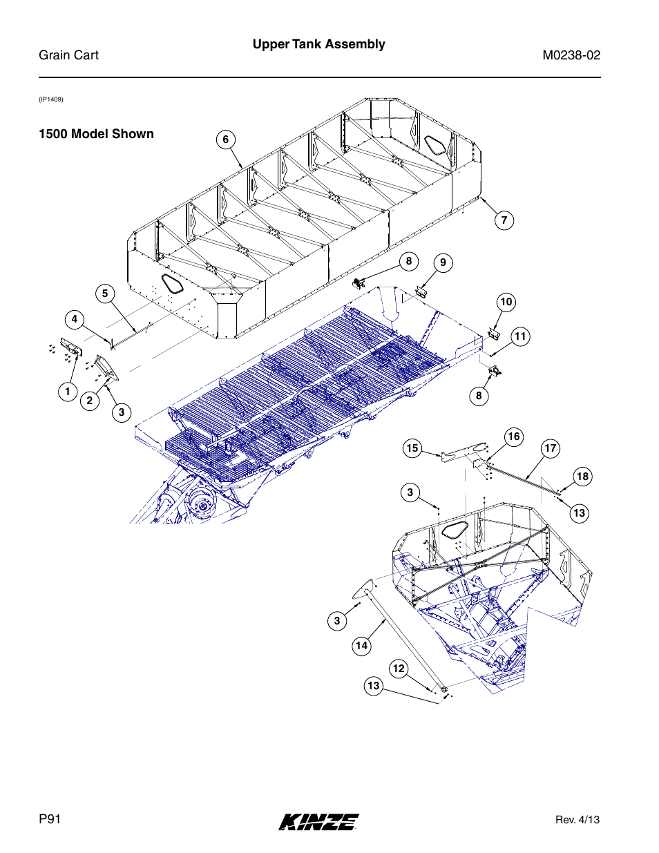 Upper tank assembly | Kinze Grain Carts Rev. 4/14 User Manual | Page 94 / 176