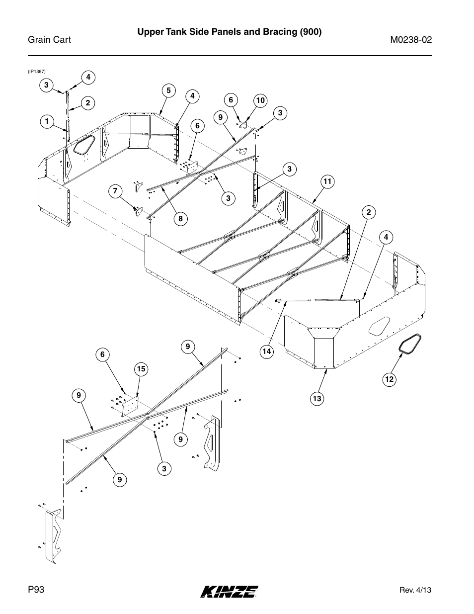 Upper tank side panels and bracing (900) | Kinze Grain Carts Rev. 4/14 User Manual | Page 96 / 176