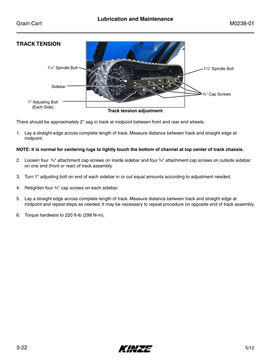 Track tension, Track tension -22 | Kinze Grain Carts Rev. 7/14 User Manual | Page 58 / 70