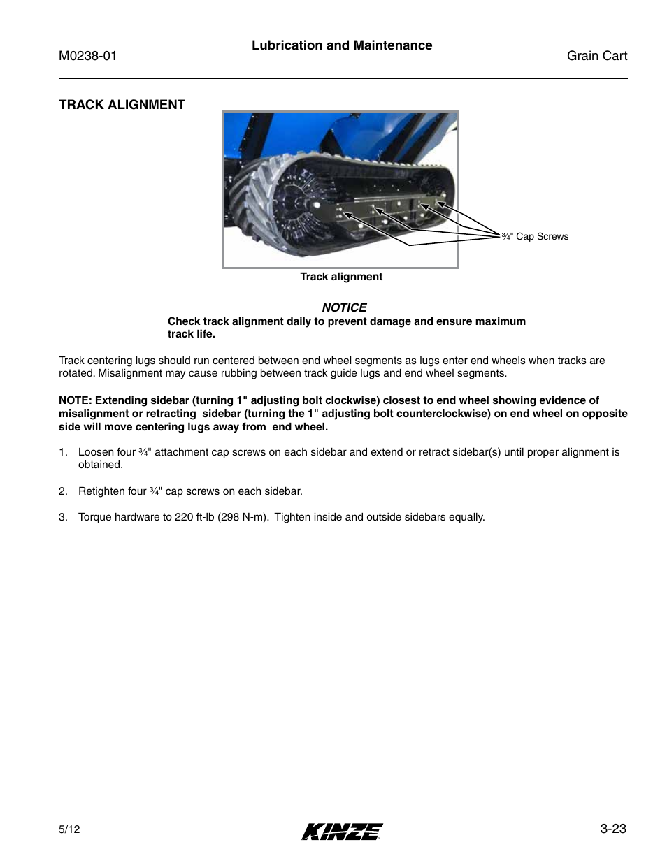 Track alignment, Track alignment -23 | Kinze Grain Carts Rev. 7/14 User Manual | Page 59 / 70