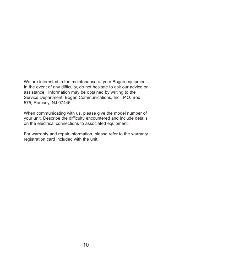 Maintenance | Bogen RM-350D User Manual | Page 10 / 11