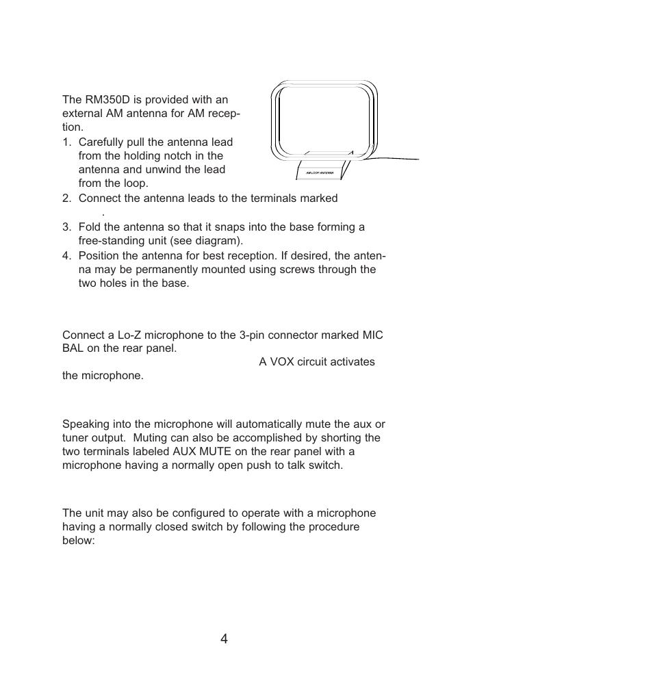 Microphone connection | Bogen RM-350D User Manual | Page 4 / 11