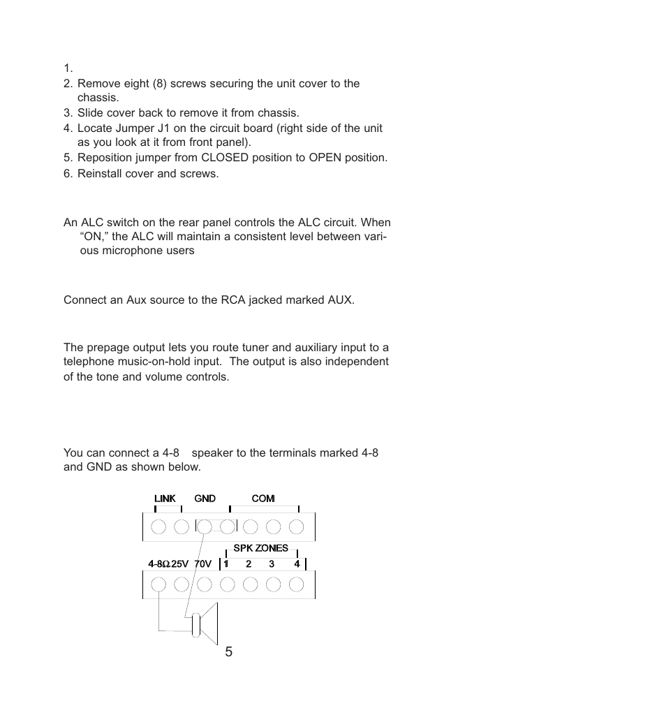 Speaker connections | Bogen RM-350D User Manual | Page 5 / 11