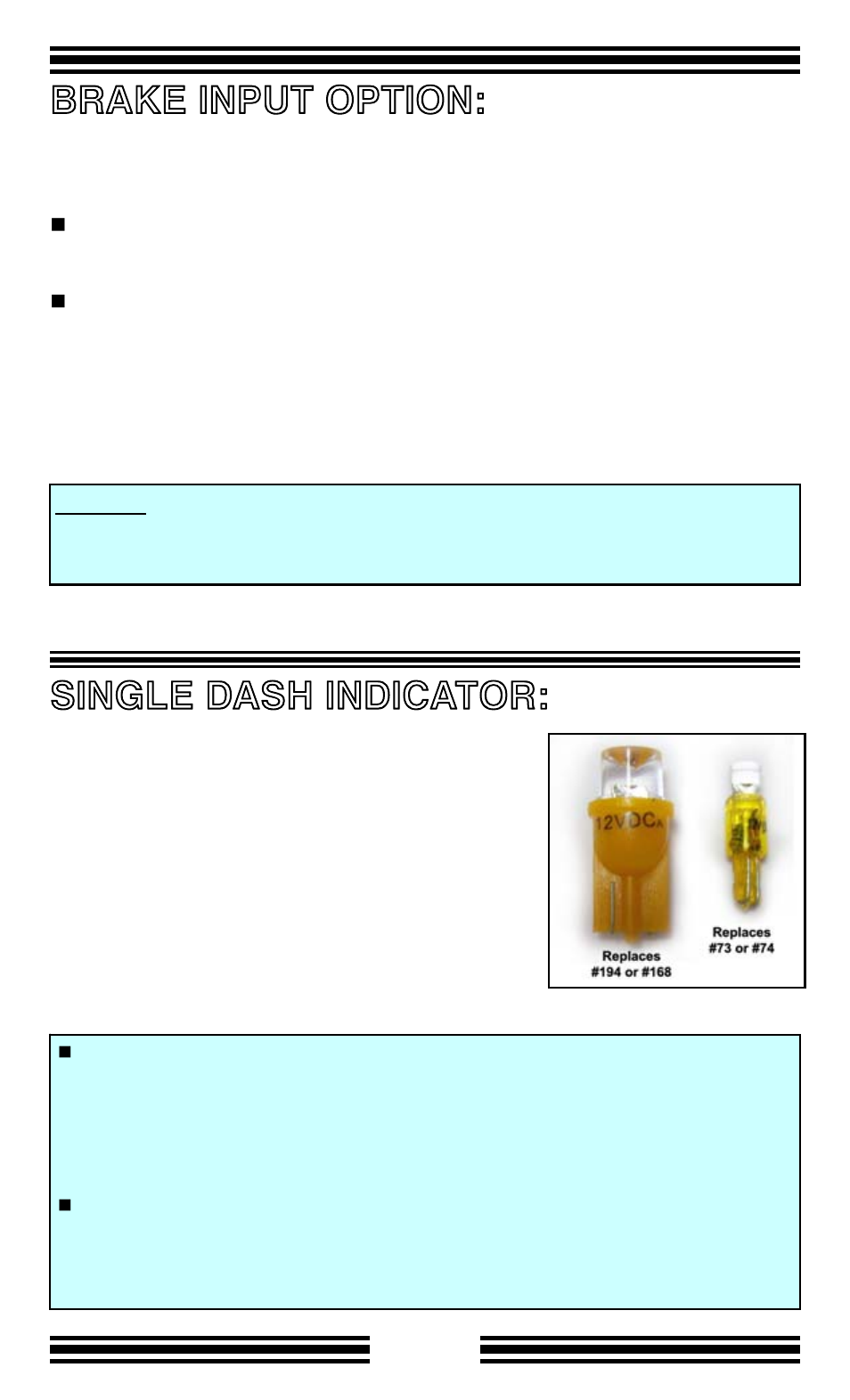 Brake input option, Single dash indicator | Kisan Electronics SN-5 User Manual | Page 28 / 38