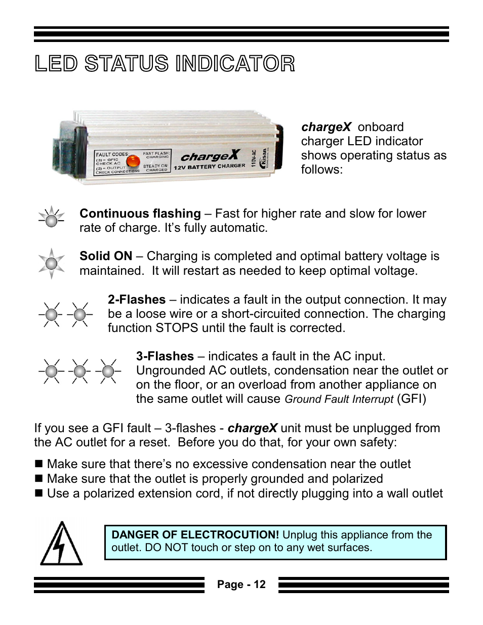 Led status indicator | Kisan Electronics CG-10 User Manual | Page 14 / 18