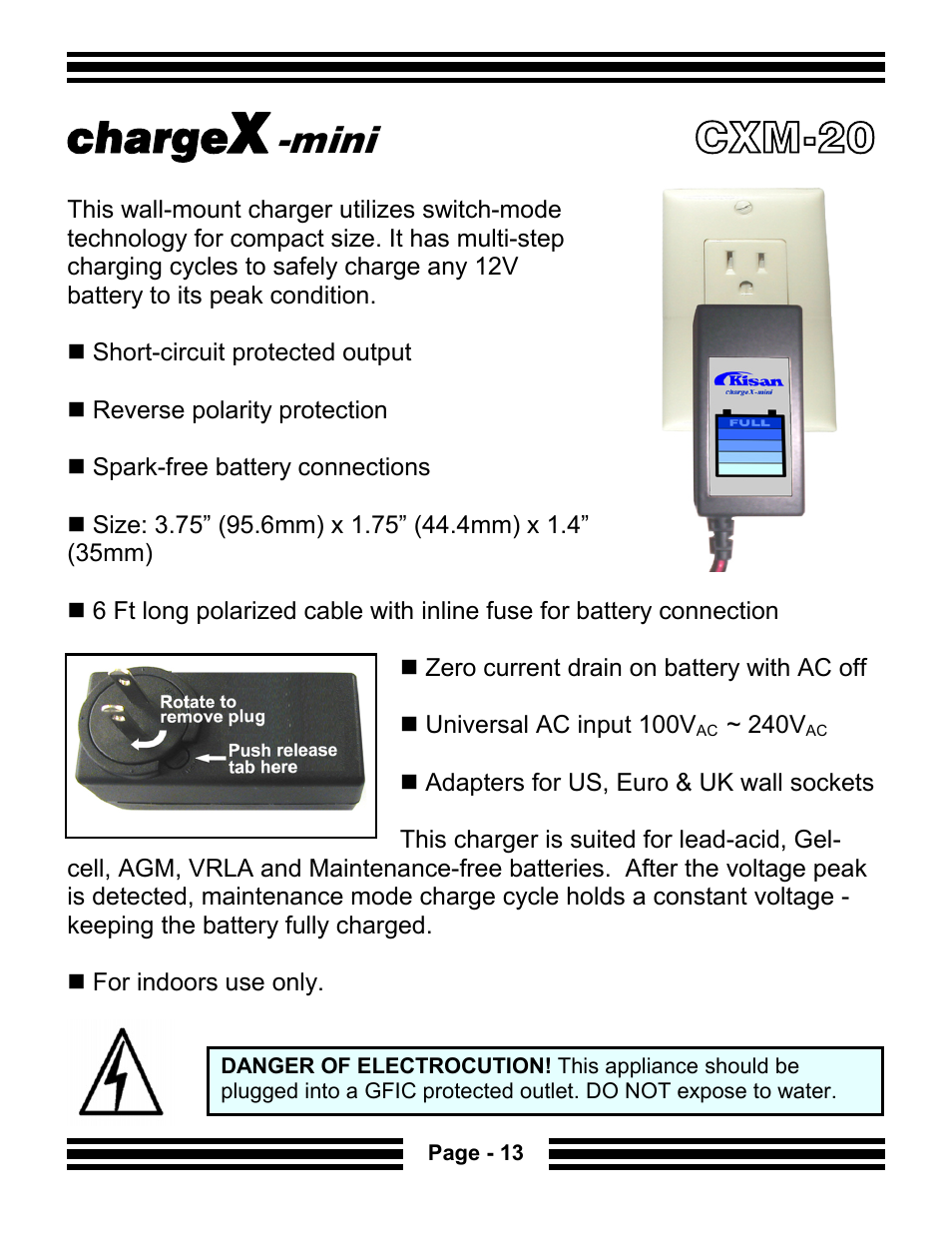 Charge, Cxm-20, Mini | Kisan Electronics CG-10 User Manual | Page 15 / 18