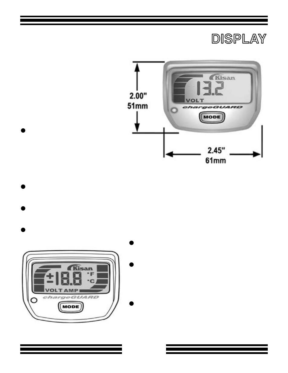 Chargeguard, Display | Kisan Electronics CX-10 User Manual | Page 6 / 20