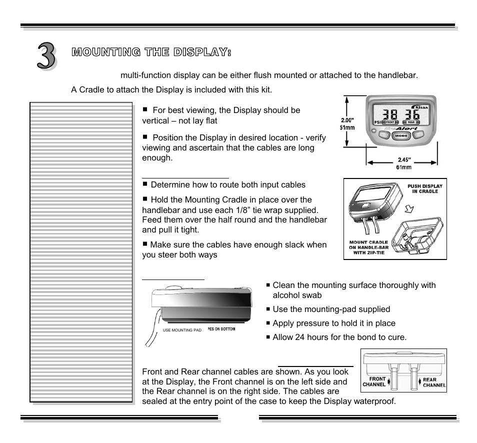 Mounting the display | Kisan Electronics TPM-60 User Manual | Page 12 / 18