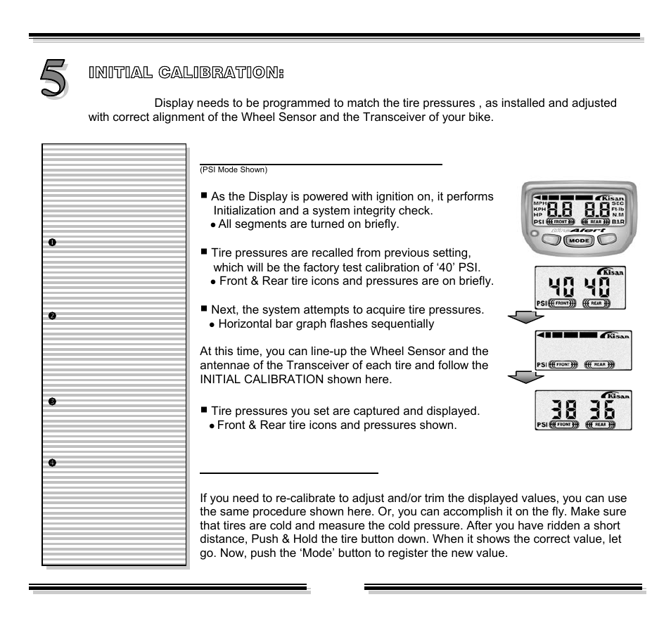 Initial calibration | Kisan Electronics TPM-60 User Manual | Page 14 / 18