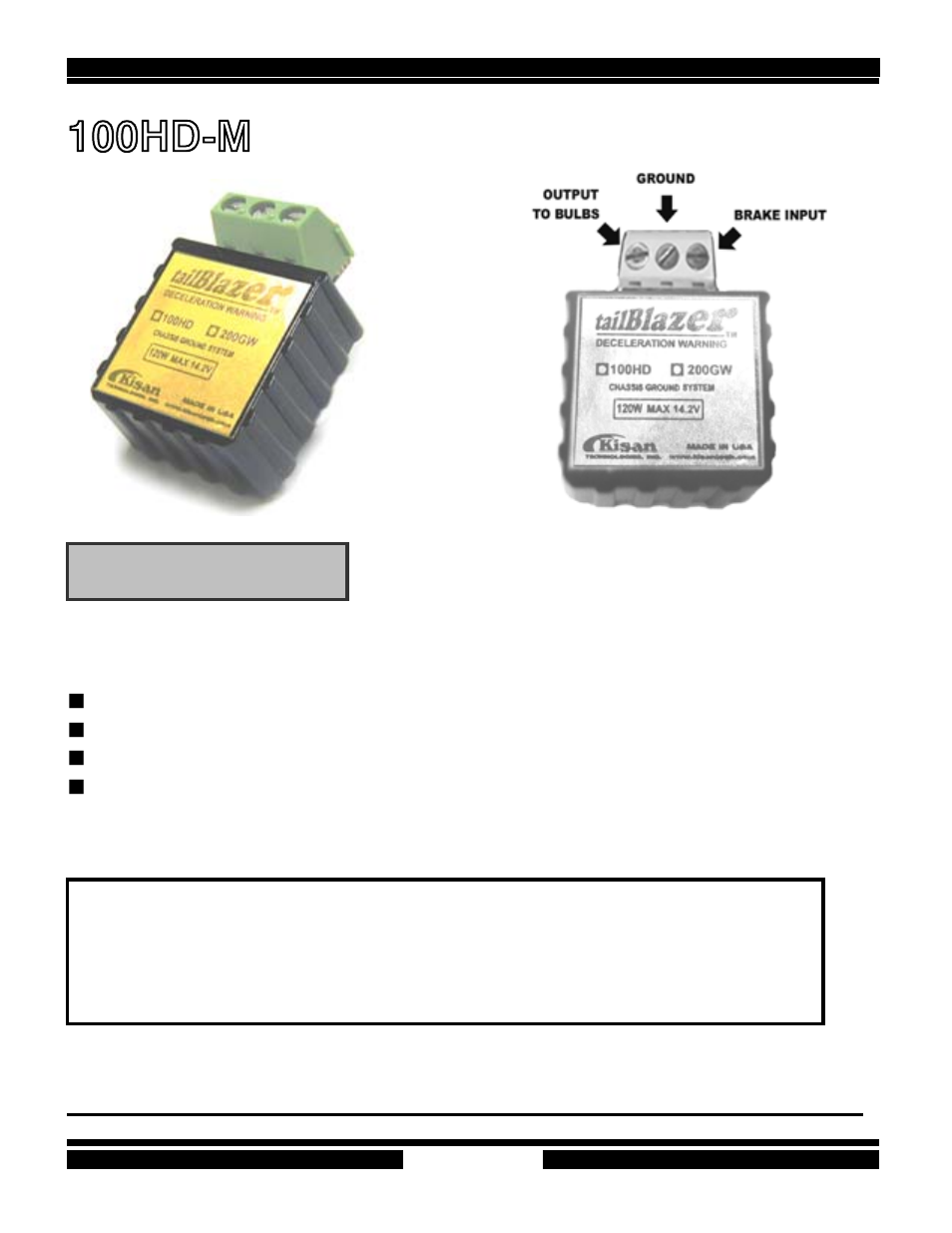 100hd-m | Kisan Electronics ManualtailBlazer User Manual | Page 12 / 30