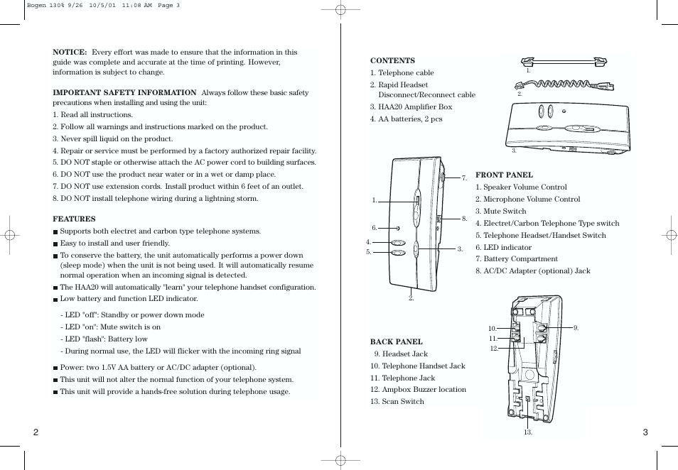 Bogen HAA20 User Manual | Page 2 / 8