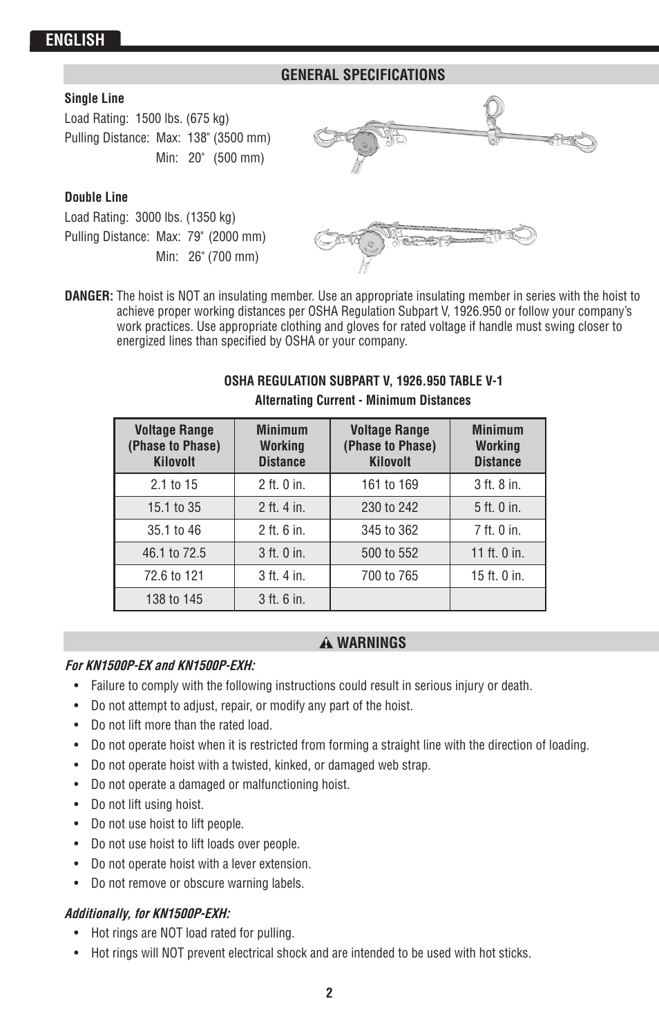 English | Klein Tools KN1500PEXH User Manual | Page 2 / 44