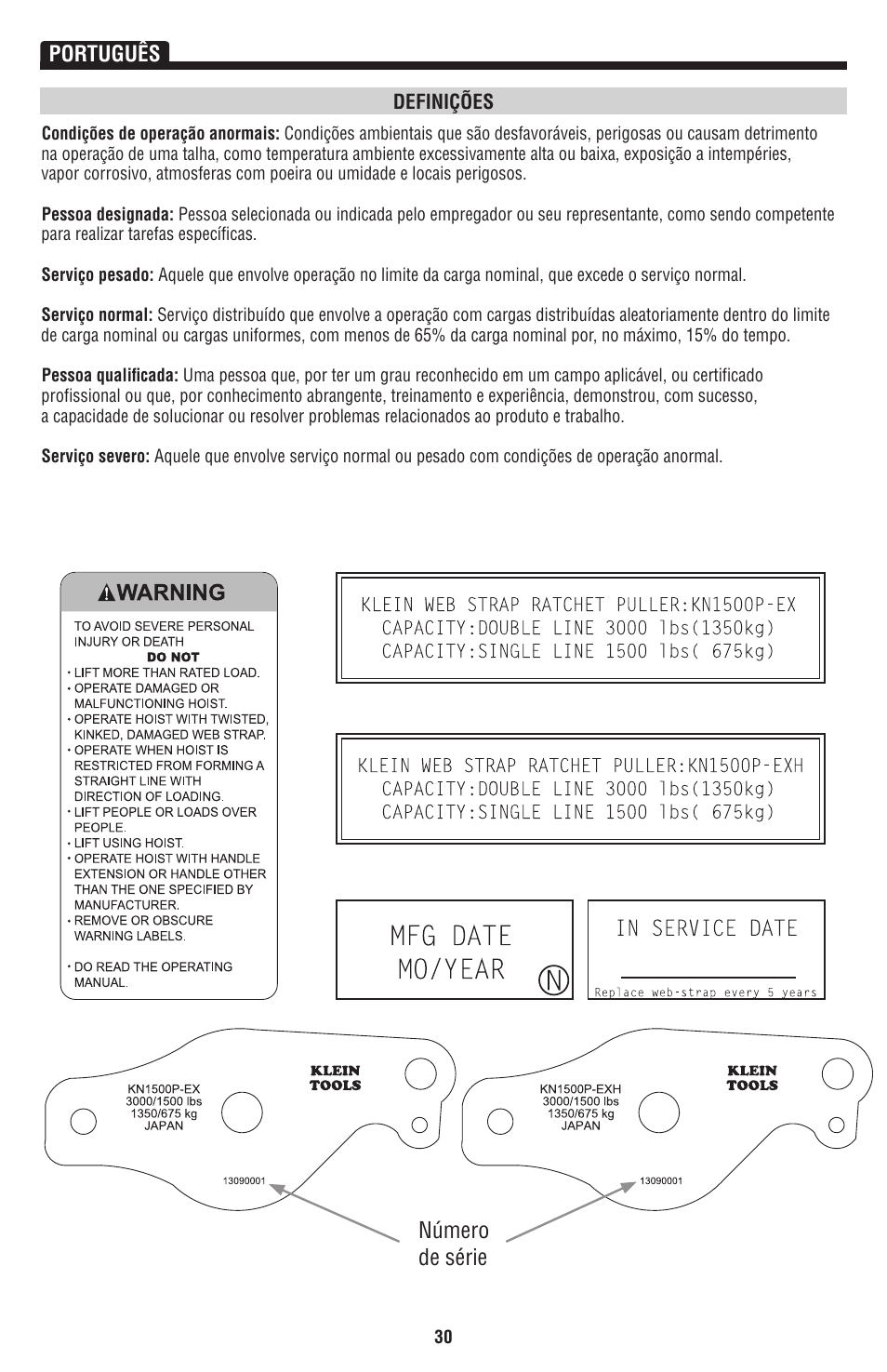Número de série | Klein Tools KN1500PEXH User Manual | Page 30 / 44