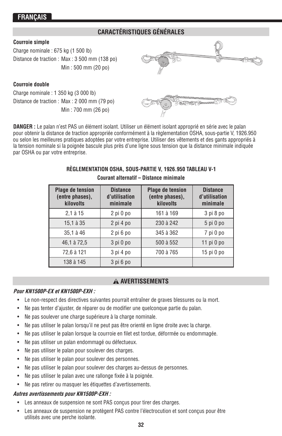 Français | Klein Tools KN1500PEXH User Manual | Page 32 / 44