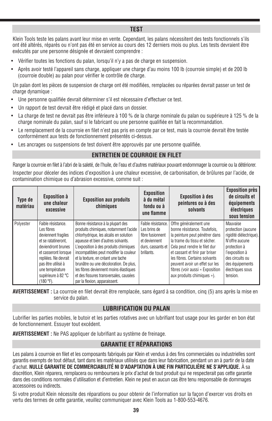 Français | Klein Tools KN1500PEXH User Manual | Page 39 / 44