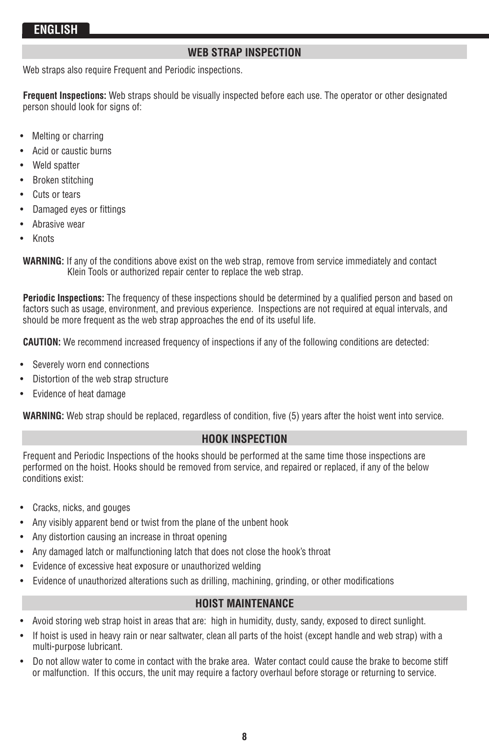 English | Klein Tools KN1500PEXH User Manual | Page 8 / 44