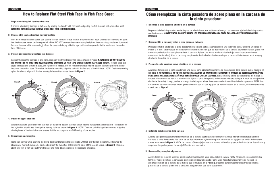 English, Español | Klein Tools 56240 – 240 Steel Fish Tape Refill User Manual | Page 2 / 2