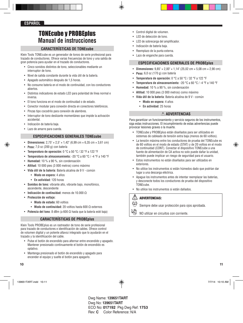 Tonecube y probeplus manual de instrucciones, Español | Klein Tools VDV500-051 User Manual | Page 6 / 17