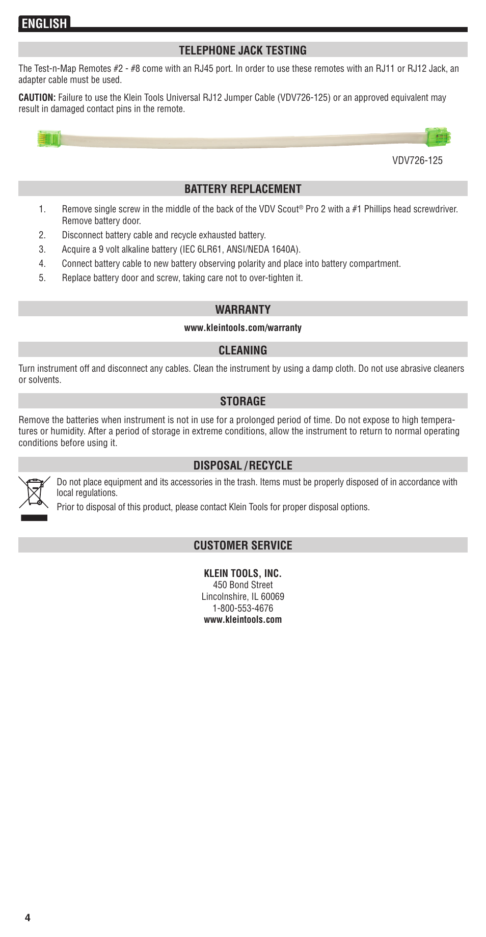 English | Klein Tools VDV501-824 User Manual | Page 4 / 4