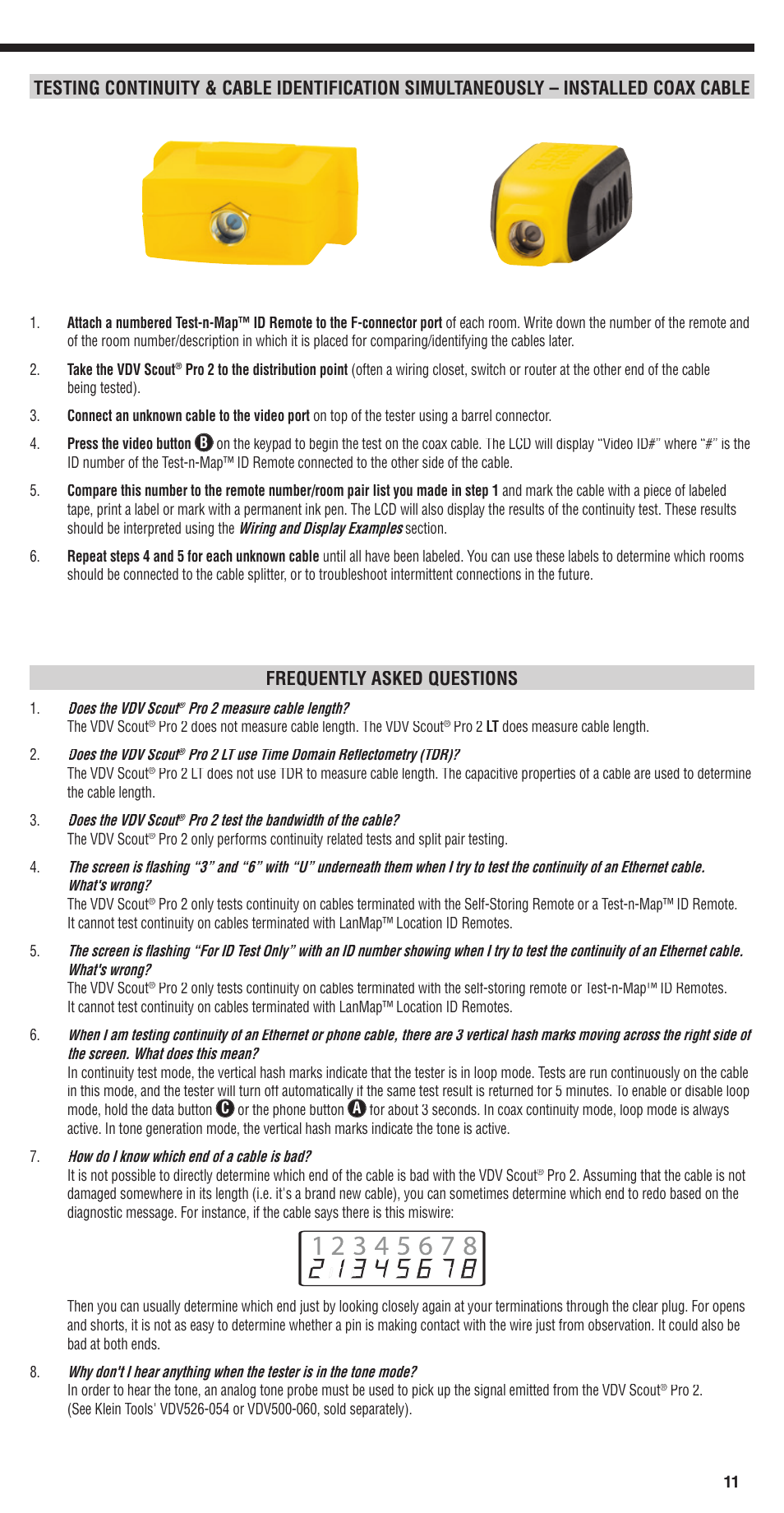 English, Frequently asked questions | Klein Tools VDV501-823 User Manual | Page 11 / 14