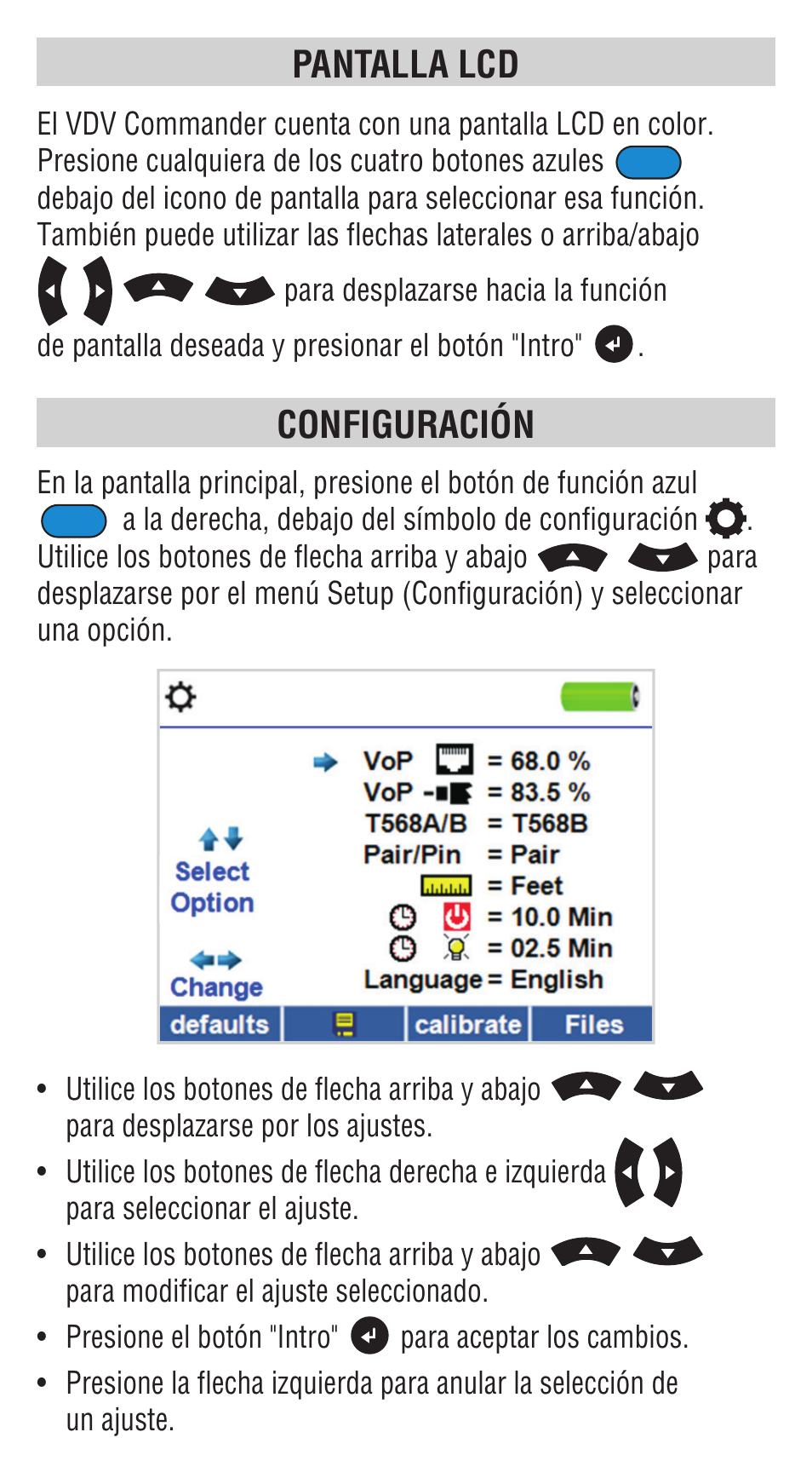 Pantalla lcd configuración | Klein Tools VDV501828 User Manual | Page 13 / 40