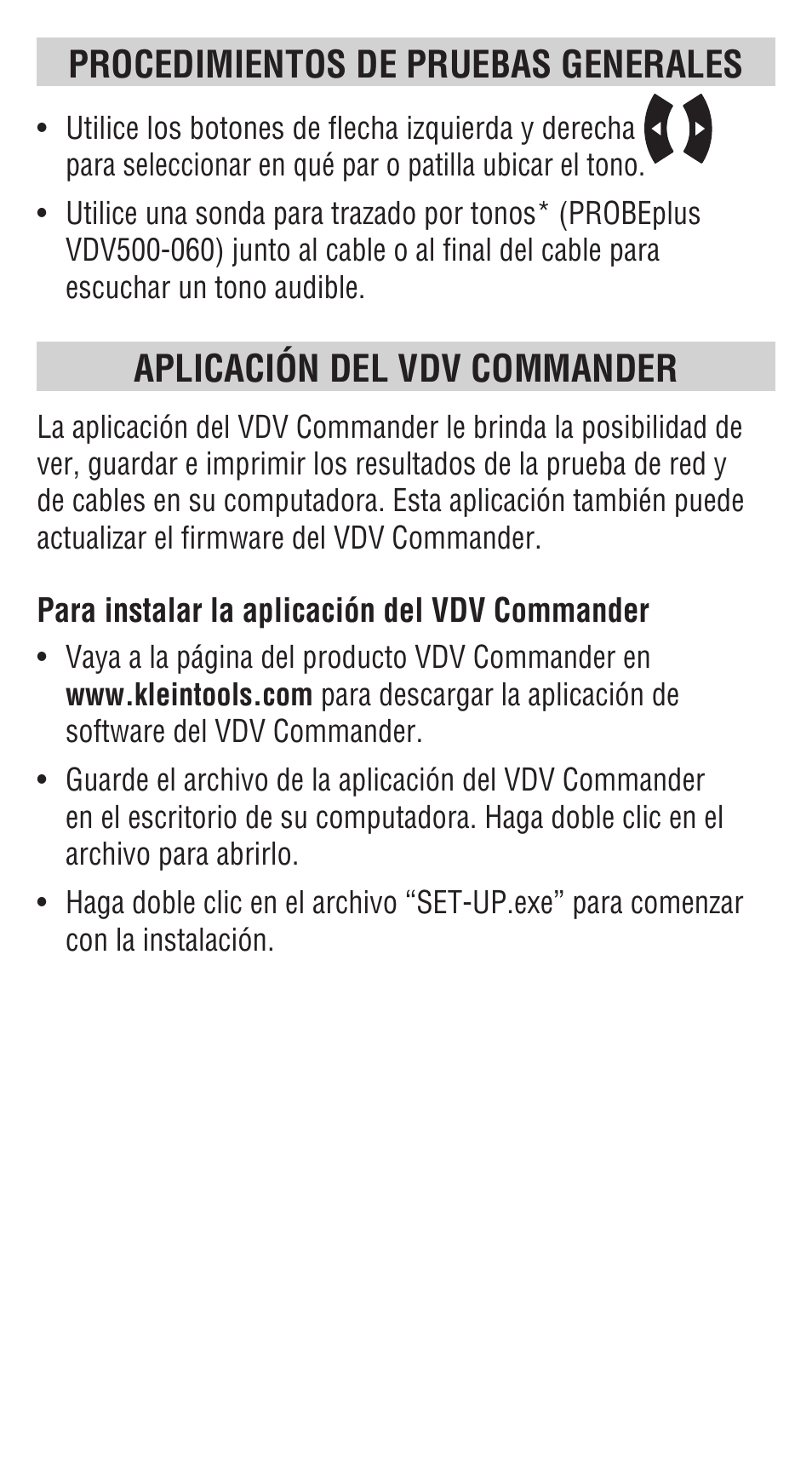 Aplicación del vdv commander, Procedimientos de pruebas generales | Klein Tools VDV501828 User Manual | Page 19 / 40