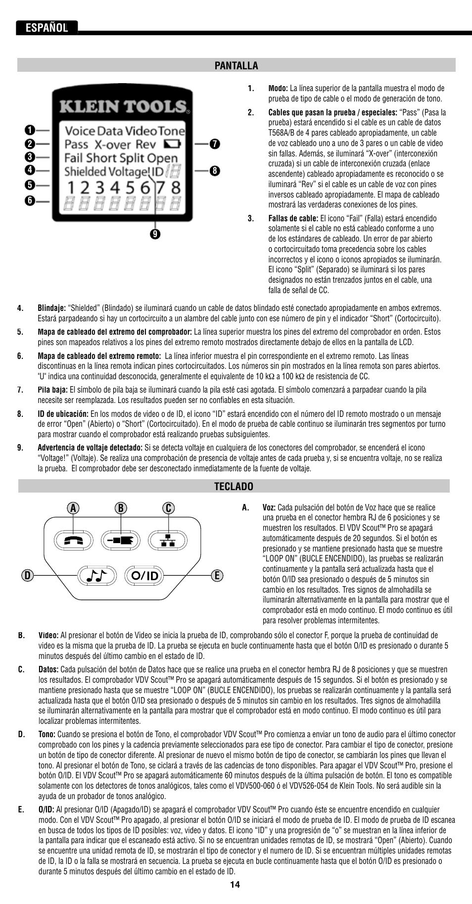 English, English español | Klein Tools VDV501-814 User Manual | Page 14 / 36