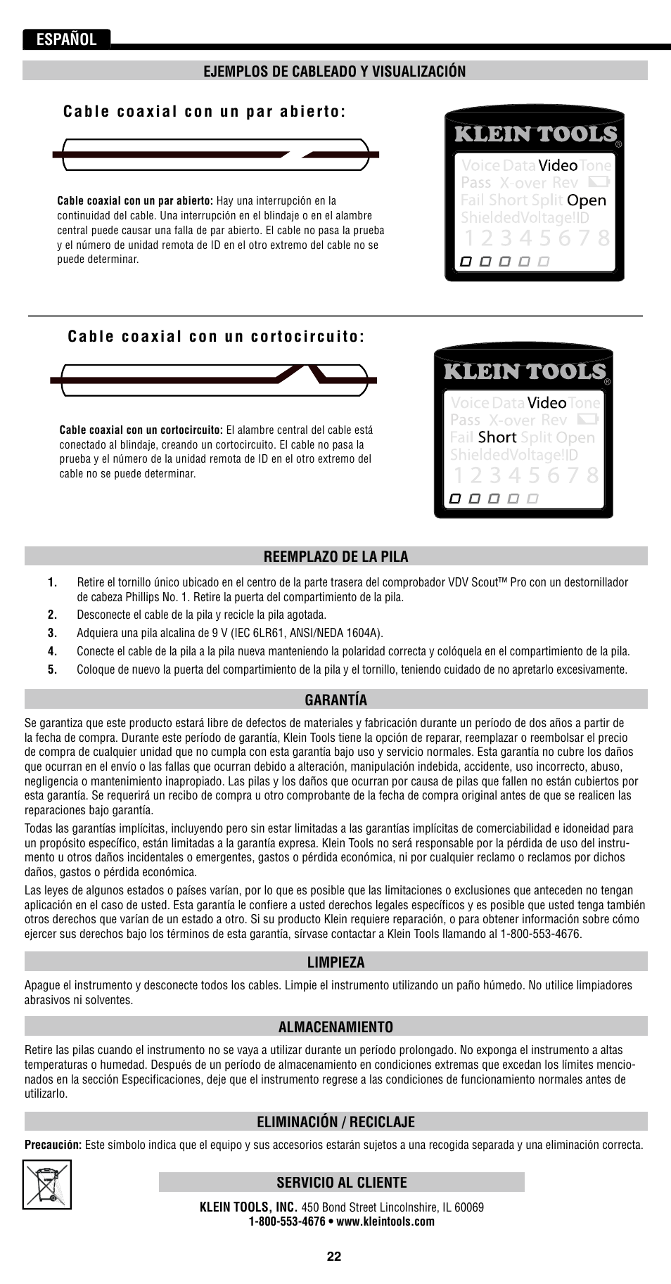 Español | Klein Tools VDV501-814 User Manual | Page 22 / 36
