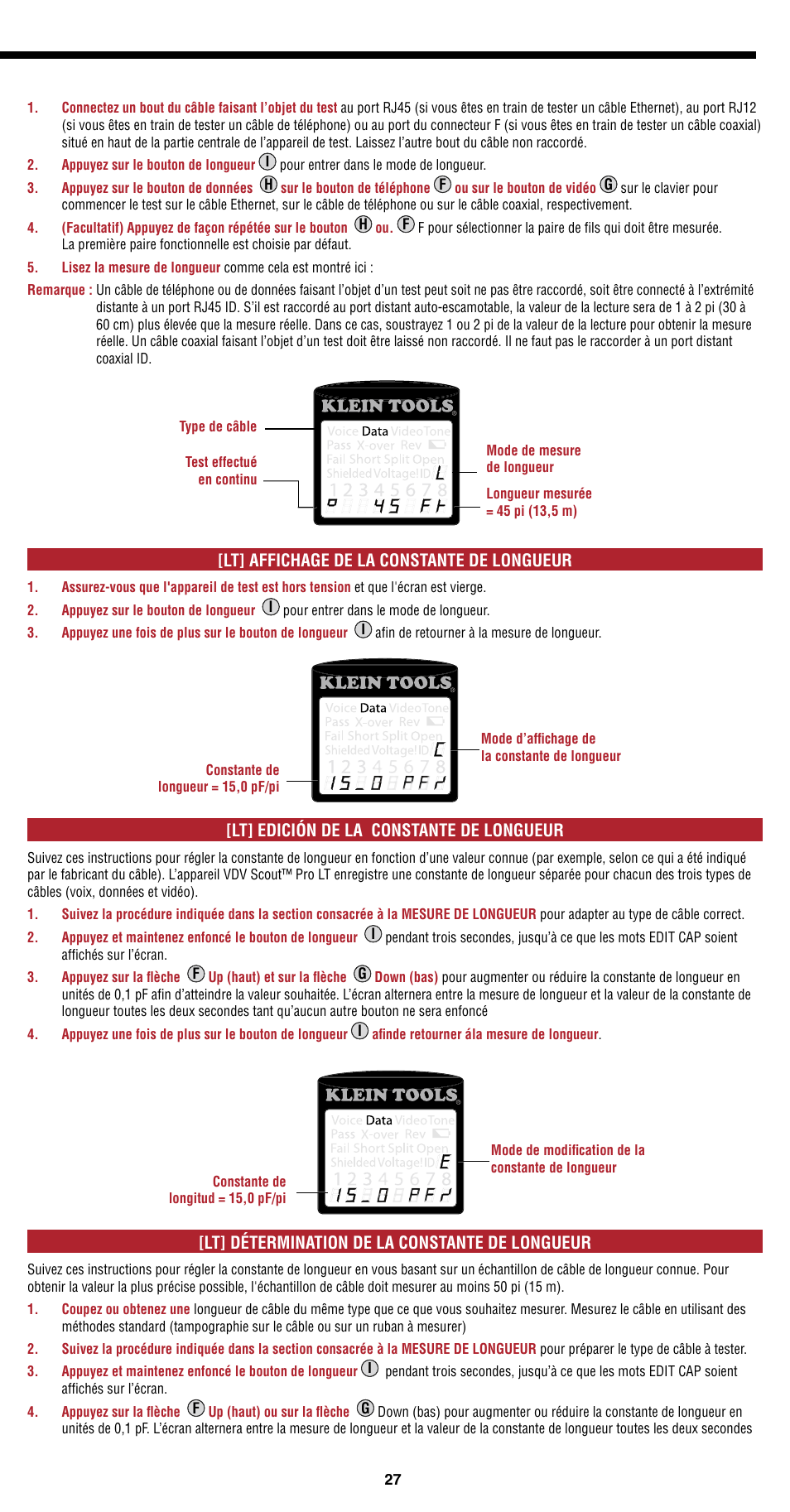 English français | Klein Tools VDV501-814 User Manual | Page 27 / 36