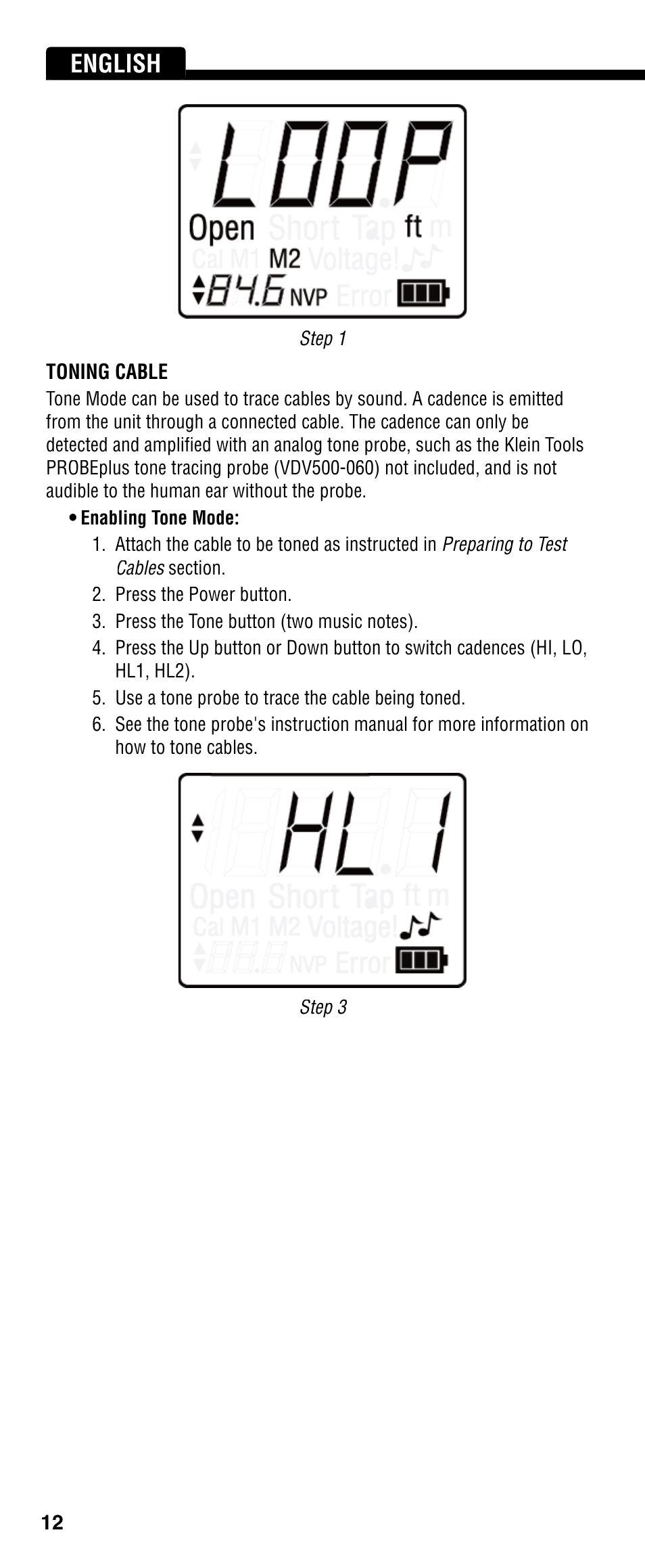 English | Klein Tools VDV501-090 User Manual | Page 12 / 44