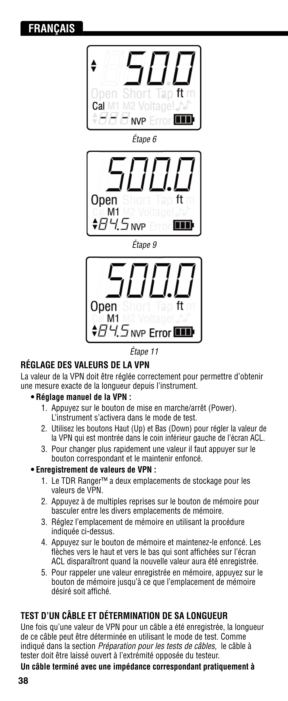 Français | Klein Tools VDV501-090 User Manual | Page 38 / 44