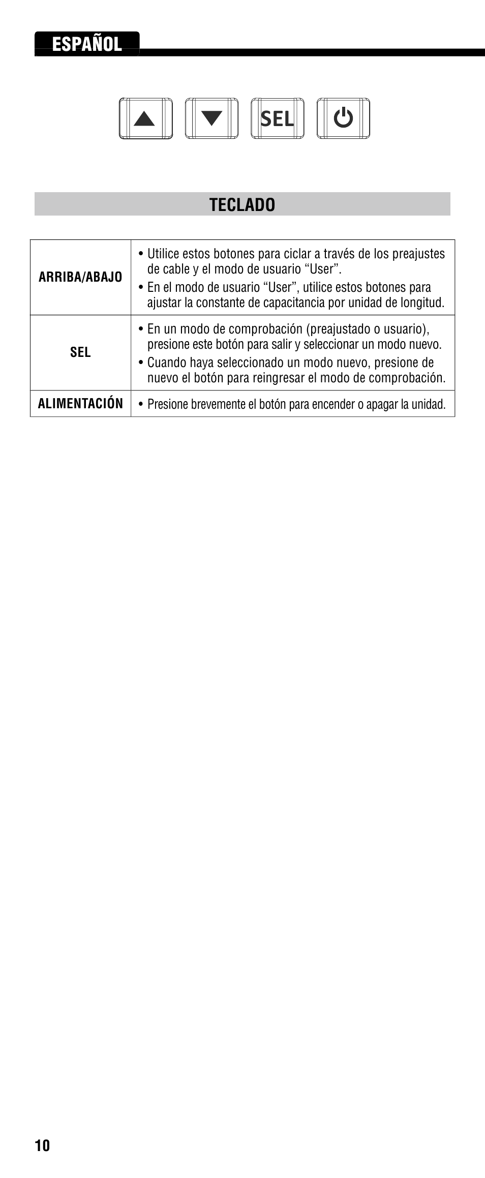 Español, Teclado | Klein Tools VDV501-089 User Manual | Page 10 / 20