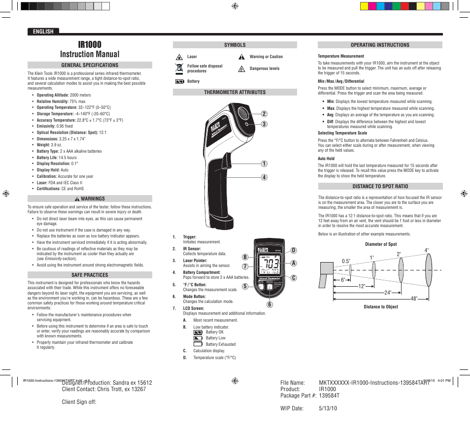 Ir1000 instruction manual | Klein Tools IR1000 User Manual | Page 2 / 6