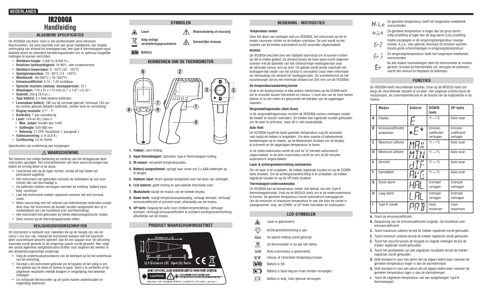 Ir2000a handleiding | Klein Tools IR2000A User Manual | Page 12 / 12