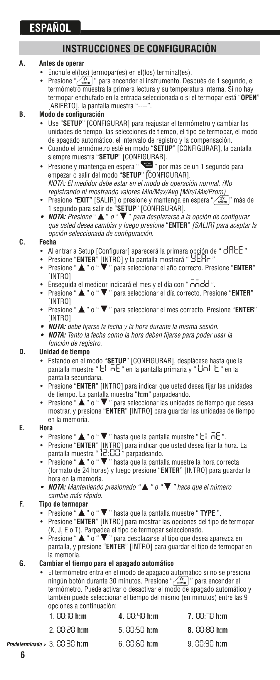 Español, Instrucciones de configuración | Klein Tools DTL302 User Manual | Page 18 / 36