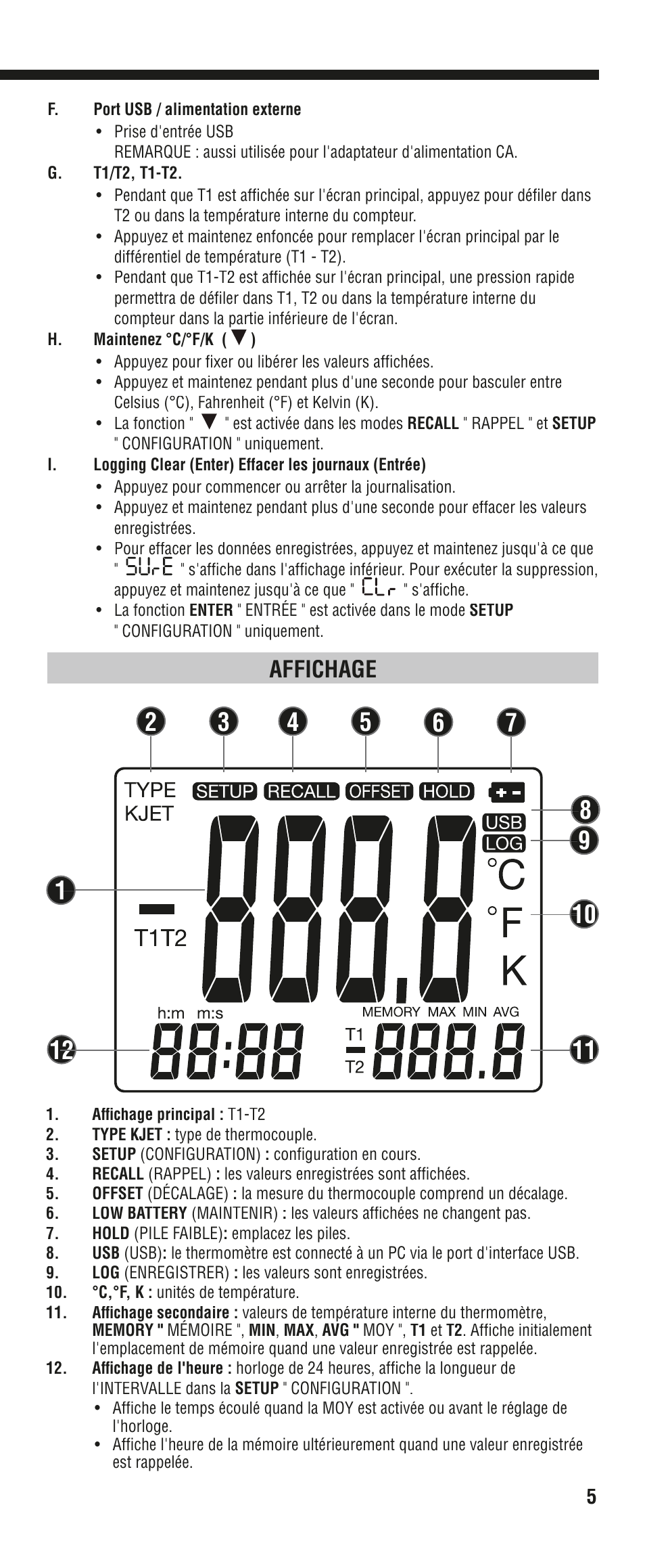 Affichage | Klein Tools DTL302 User Manual | Page 29 / 36