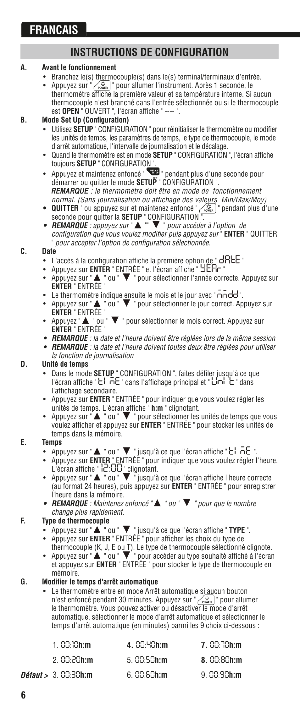 Francais, Instructions de configuration | Klein Tools DTL302 User Manual | Page 30 / 36