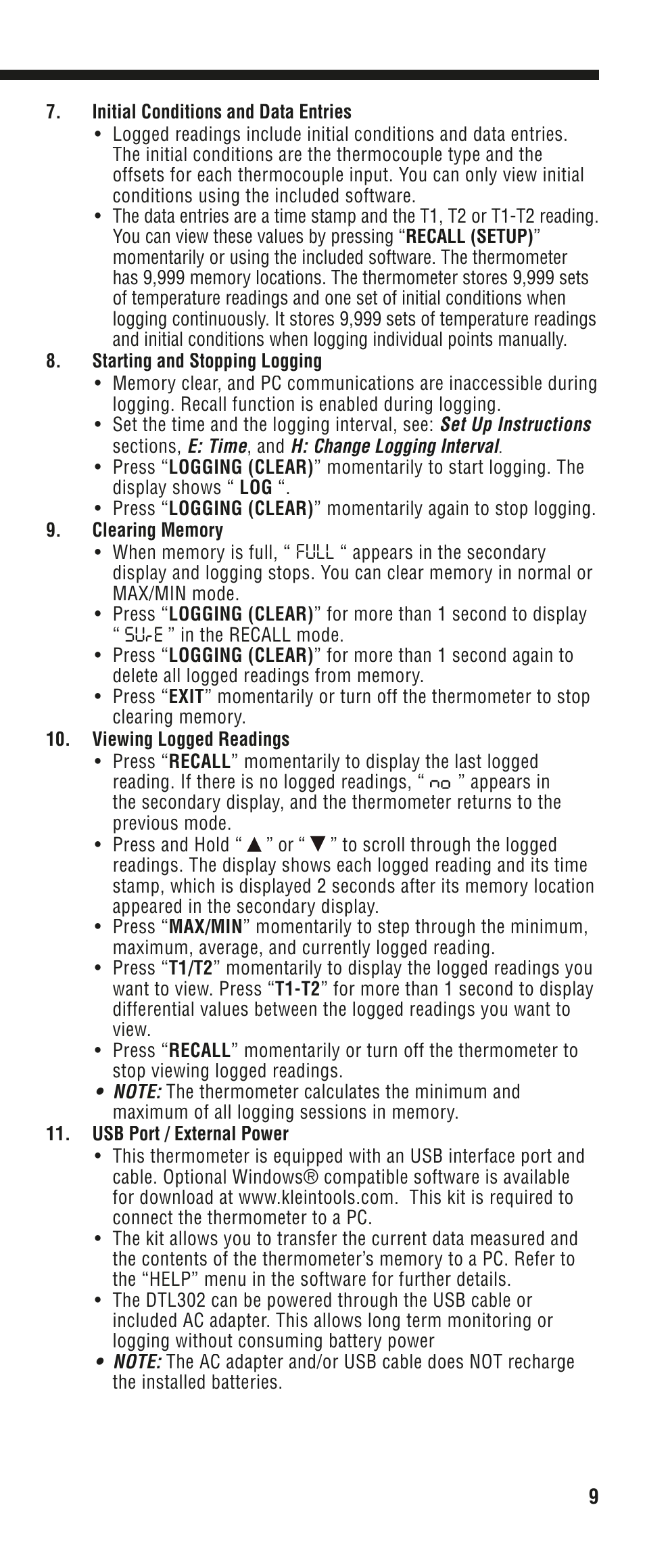 Klein Tools DTL302 User Manual | Page 9 / 36