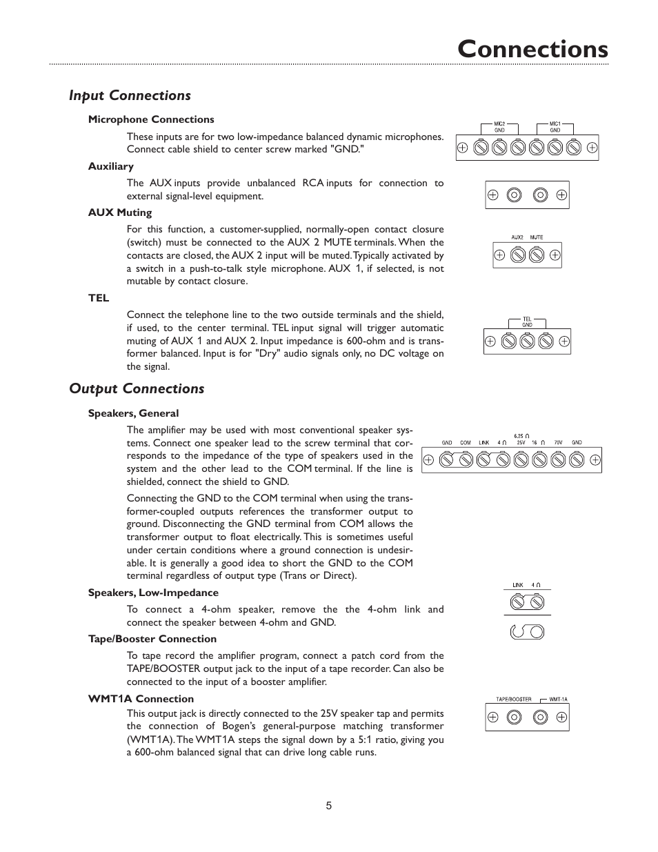 Connections, Input connections, Output connections | Bogen C35 User Manual | Page 7 / 12