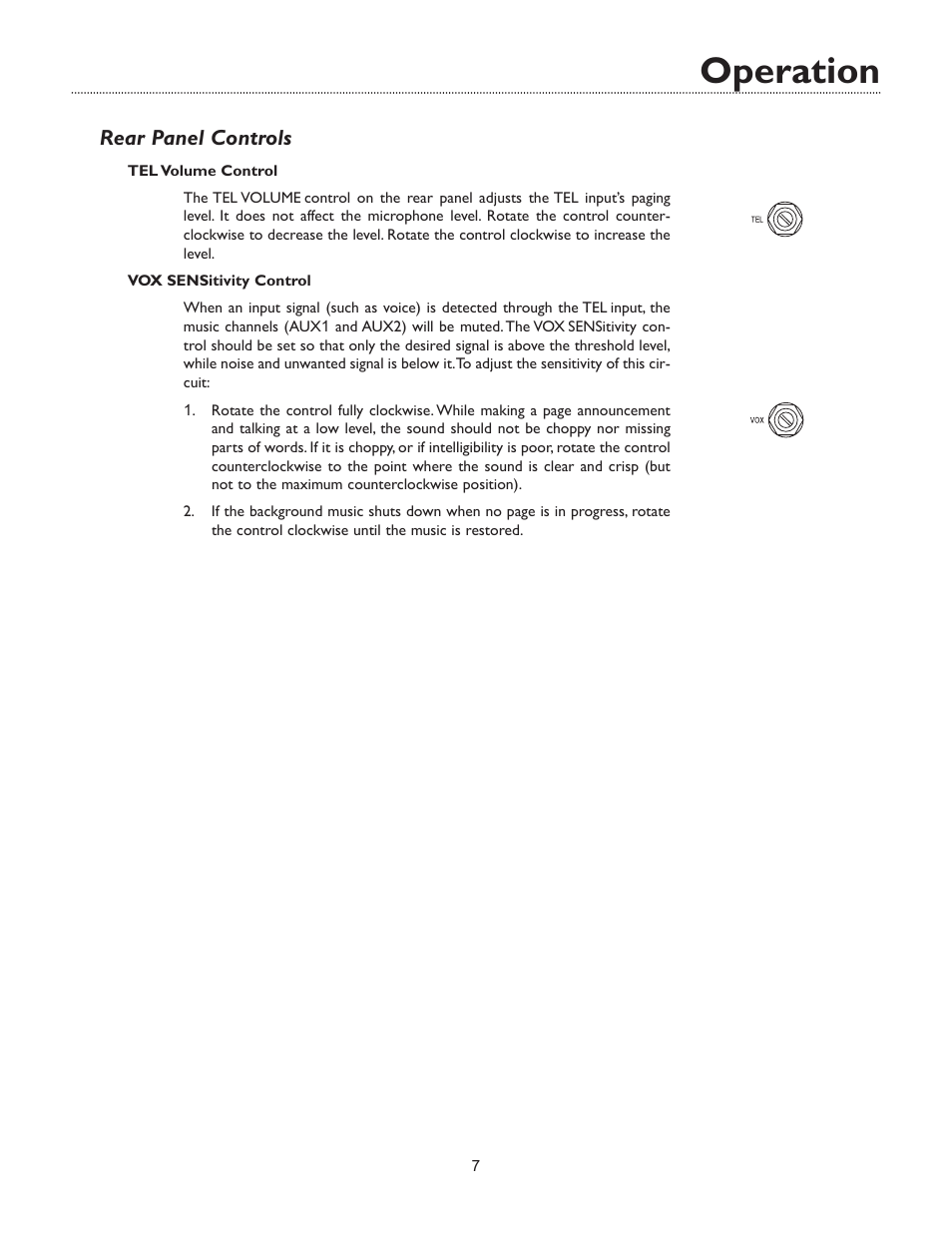 Operation, Rear panel controls | Bogen C35 User Manual | Page 9 / 12