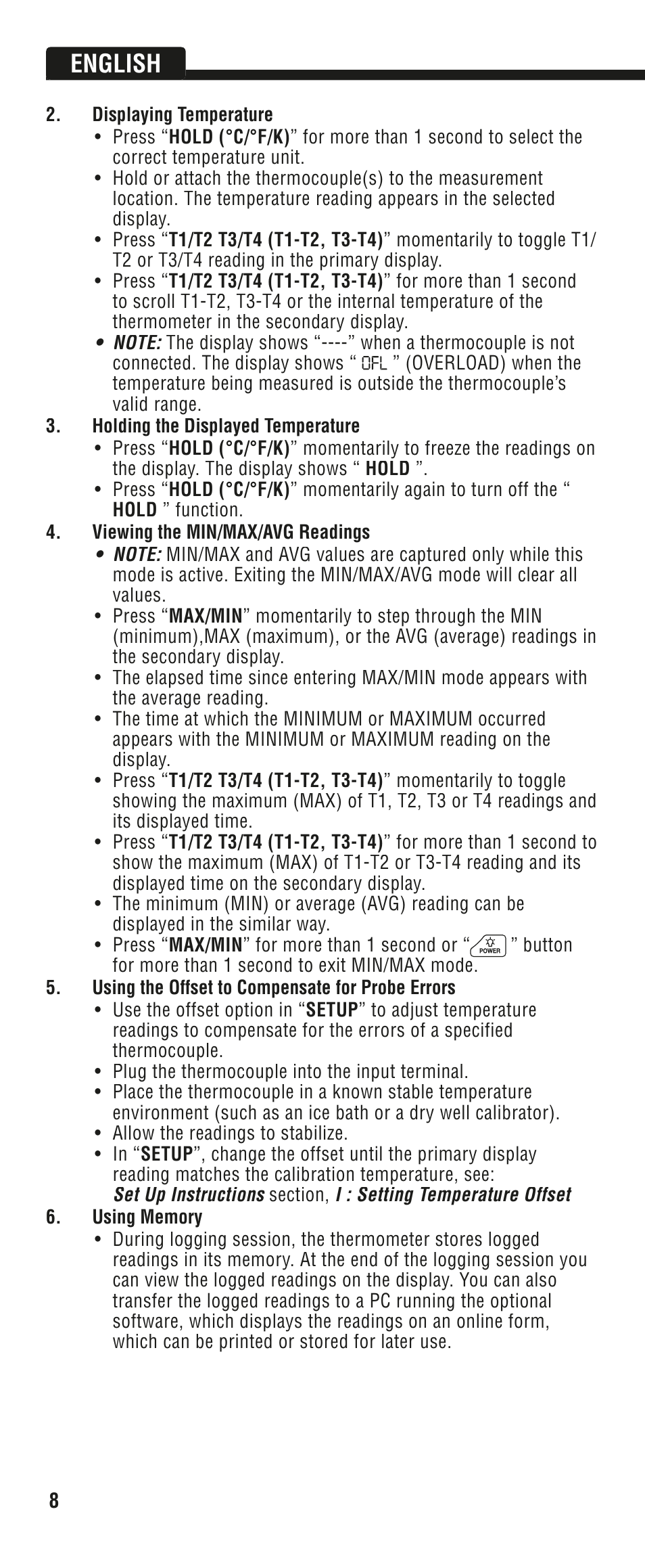 English | Klein Tools DTL304 User Manual | Page 8 / 36