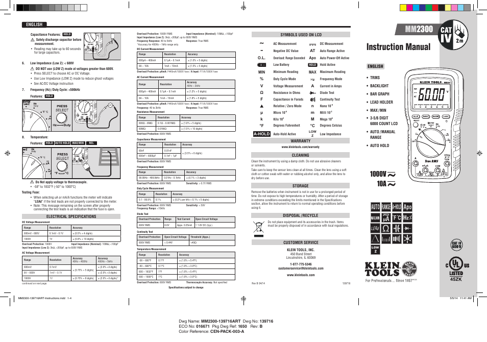Klein Tools MM2300 User Manual | 8 pages
