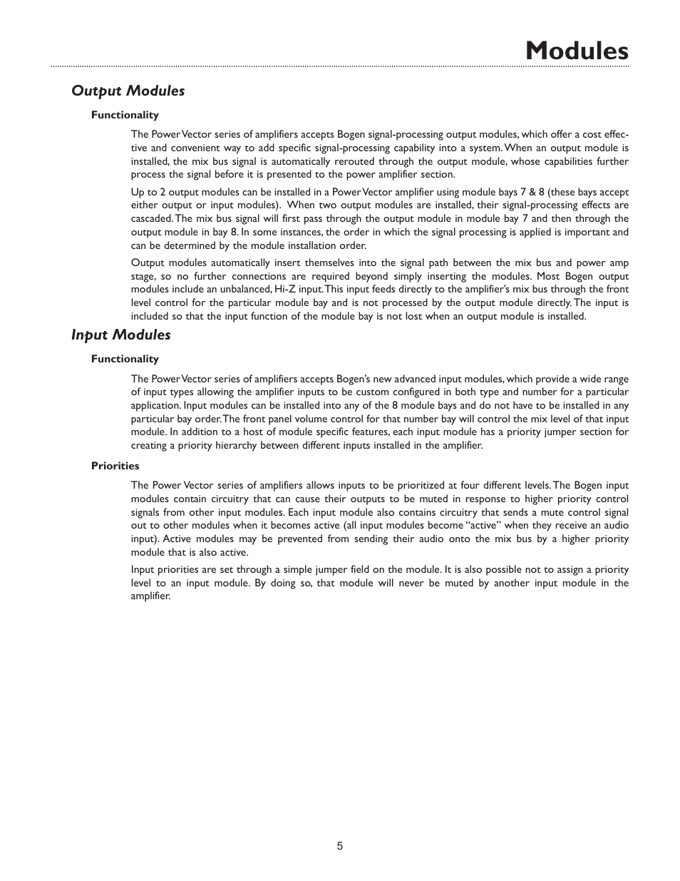 Modules | Bogen V250 EN User Manual | Page 7 / 16