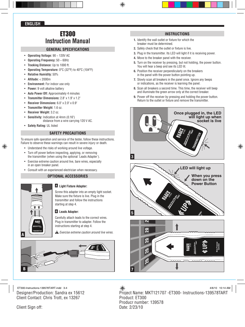 Et300 instruction manual | Klein Tools ET300 User Manual | Page 2 / 6