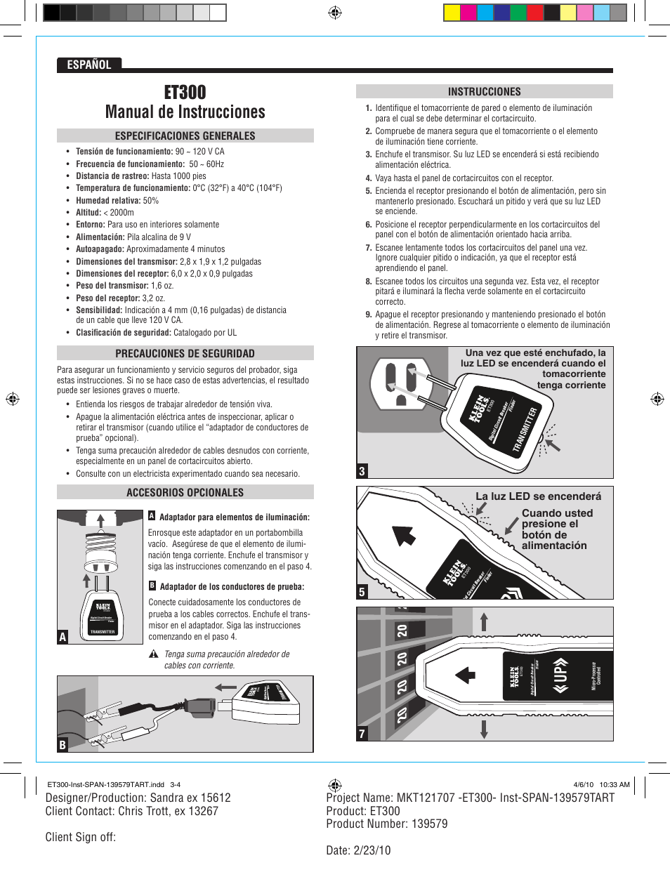 Et300 manual de instrucciones | Klein Tools ET300 User Manual | Page 4 / 6